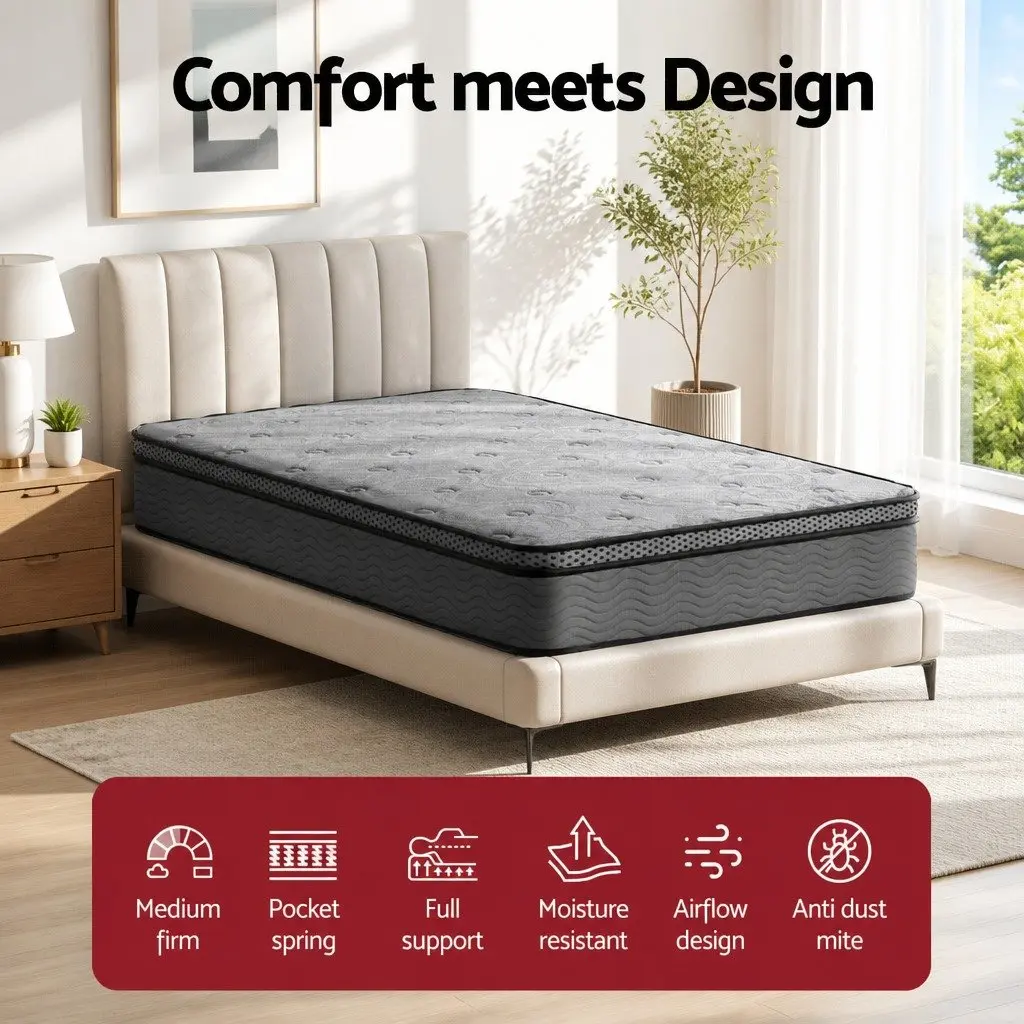 26cm Thick Single Mattress in Grey