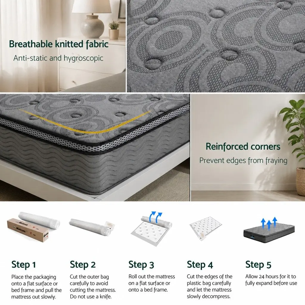 26cm Thick Single Mattress in Grey