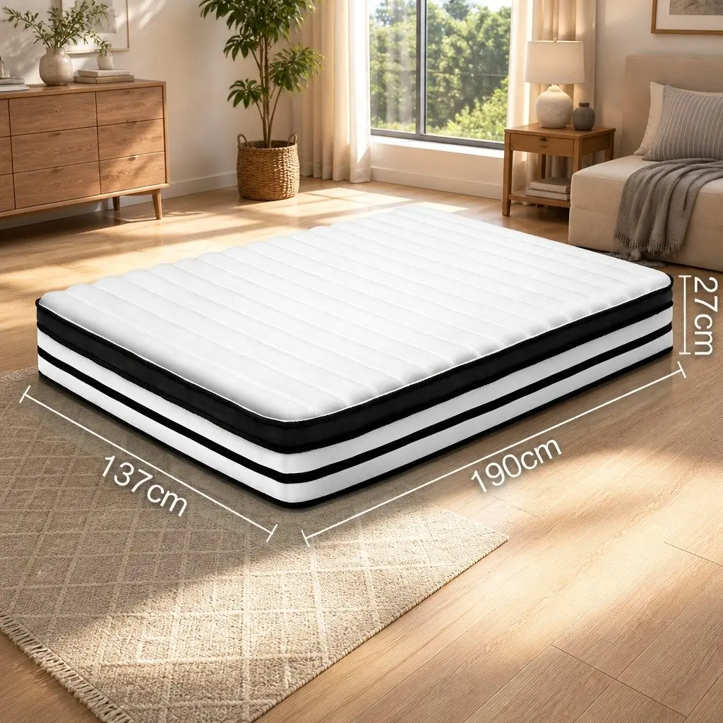 Double Mattress Euro Top Plush Pocket Spring 27cm Medium Firmness