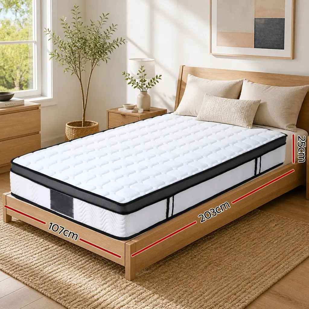 King Single Mattress 25cm Bonnell Spring Medium Firm Cool Gel Foam Support