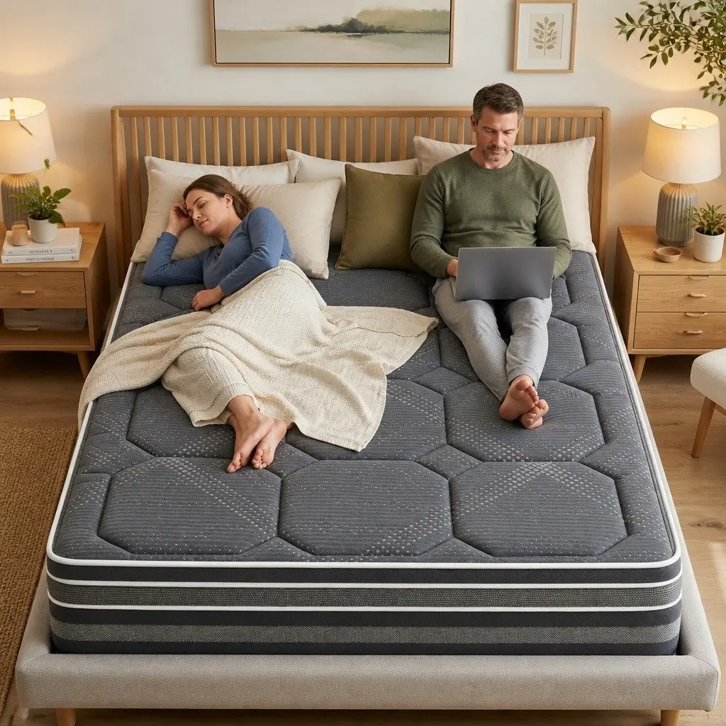 Double Mattress for Bedroom 35cm Hybrid Pocket Spring Euro Top Medium Firm Grey