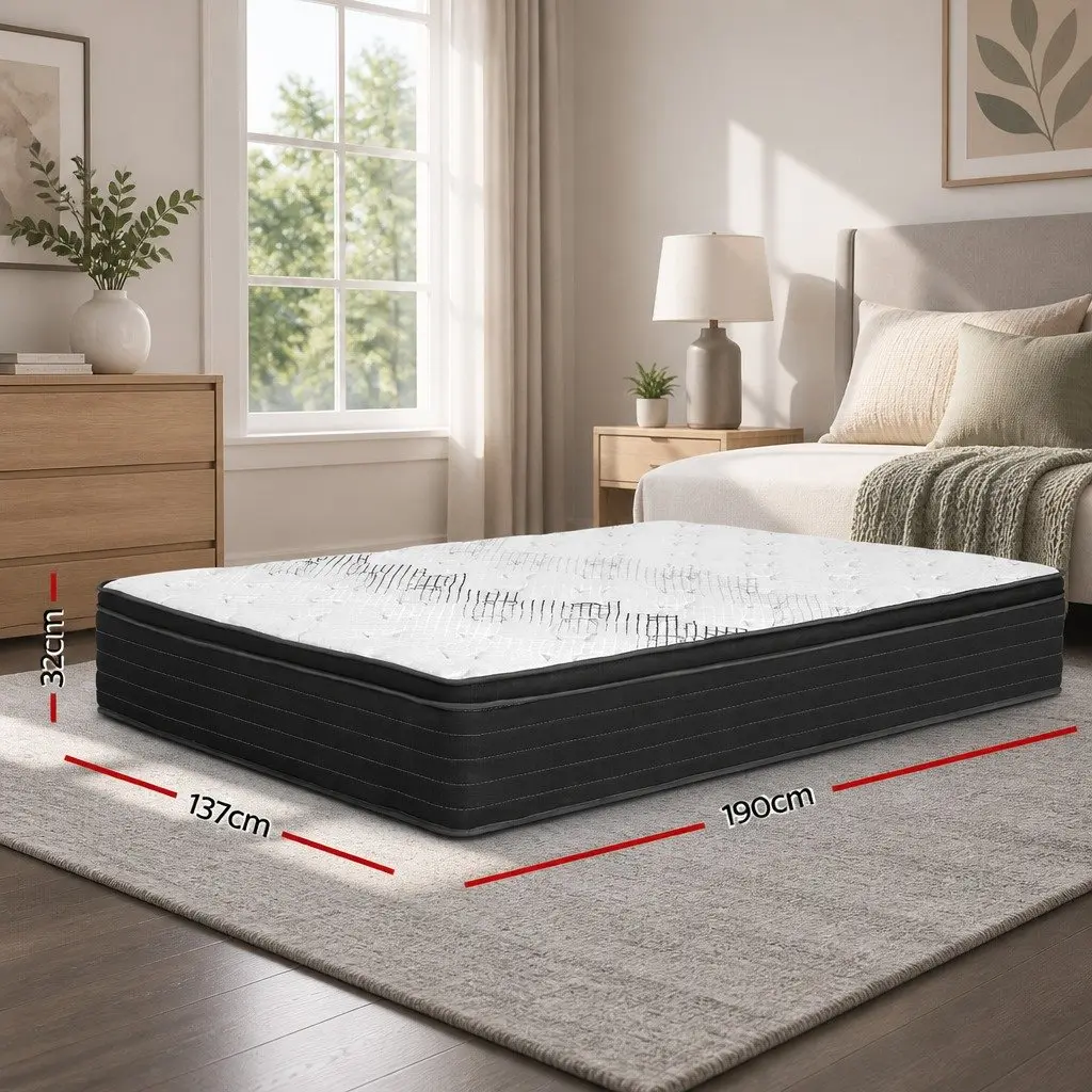 Double Mattress for Bedroom 32cm Extra Firm Pocket Spring Hypoallergenic Dust Mite Resistant