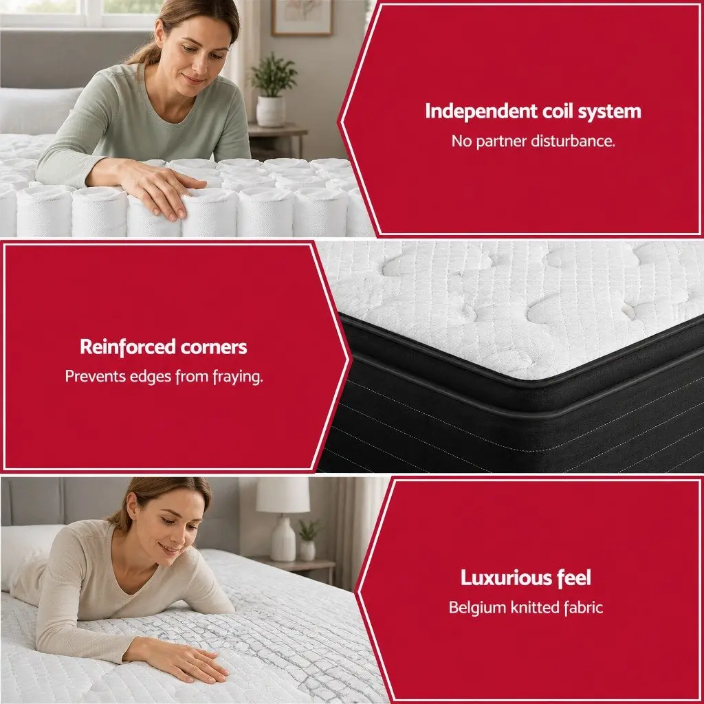 Double Mattress for Bedroom 32cm Extra Firm Pocket Spring Hypoallergenic Dust Mite Resistant