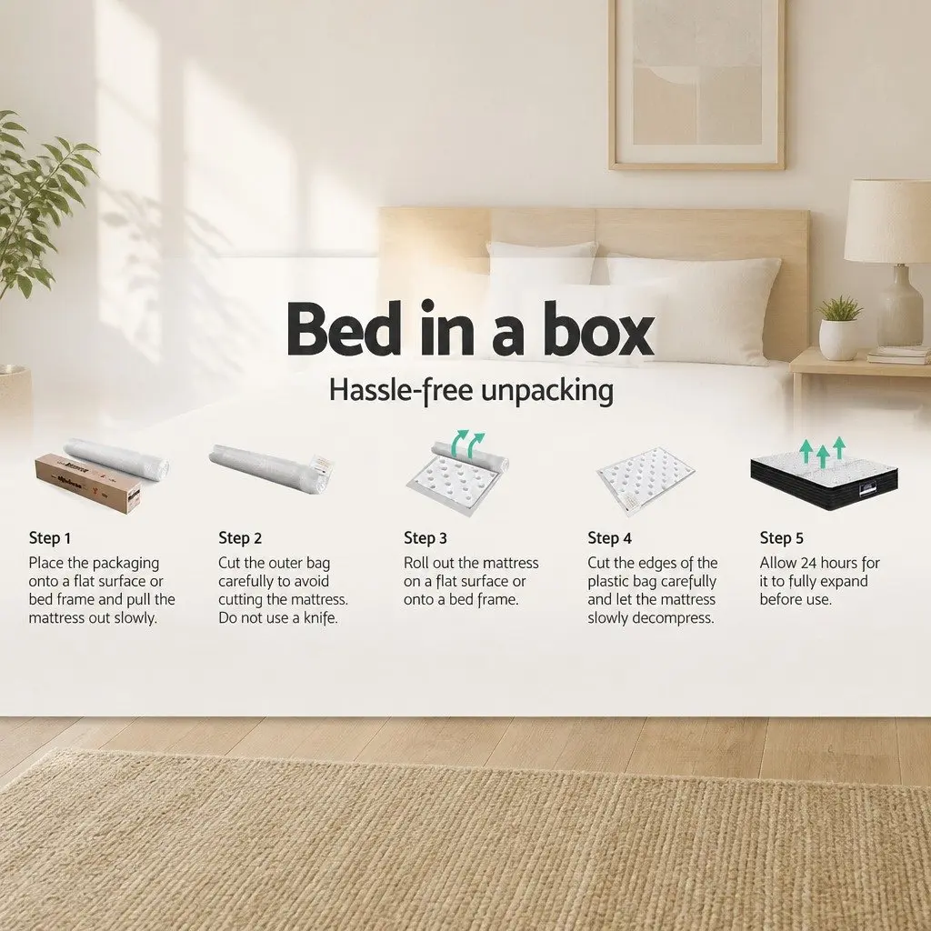 Double Mattress for Bedroom 32cm Extra Firm Pocket Spring Hypoallergenic Dust Mite Resistant