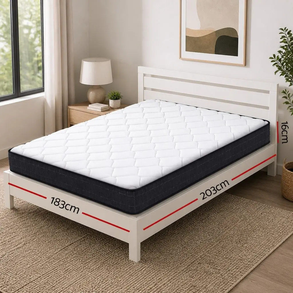 King Size Mattress for Sleeping 16cm Medium Firm Bonnell Spring Quilted Top