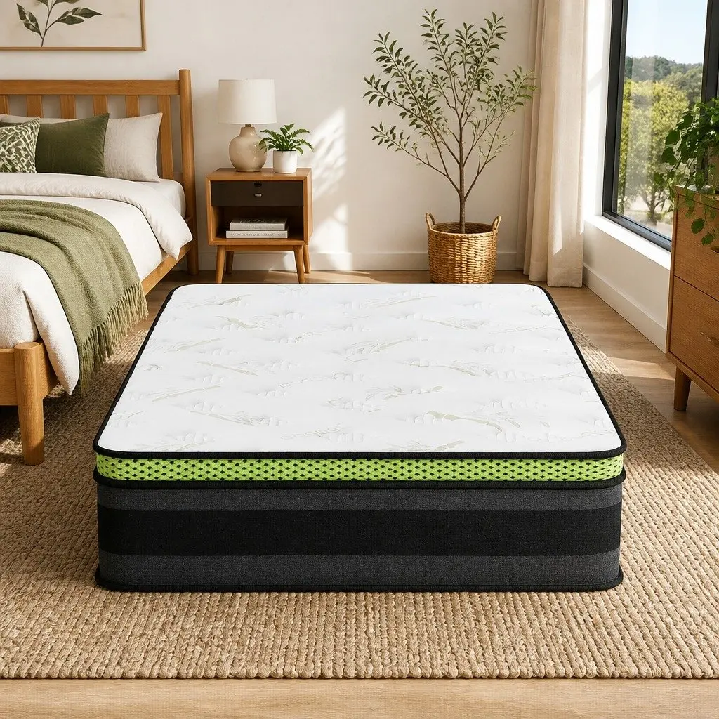 King Single Mattress 30cm Grey Pocket Spring Cool Gel Foam Hypoallergenic