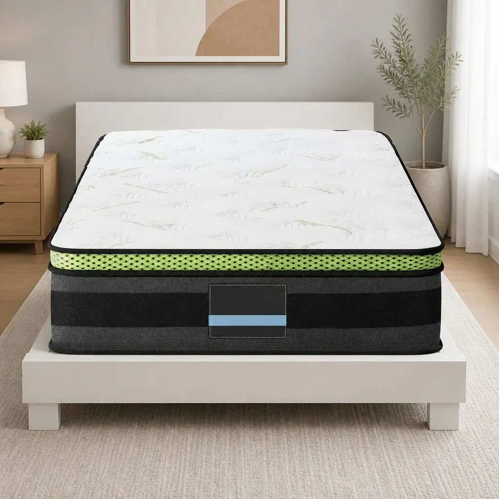 King Single Mattress 30cm Grey Pocket Spring Cool Gel Foam Hypoallergenic