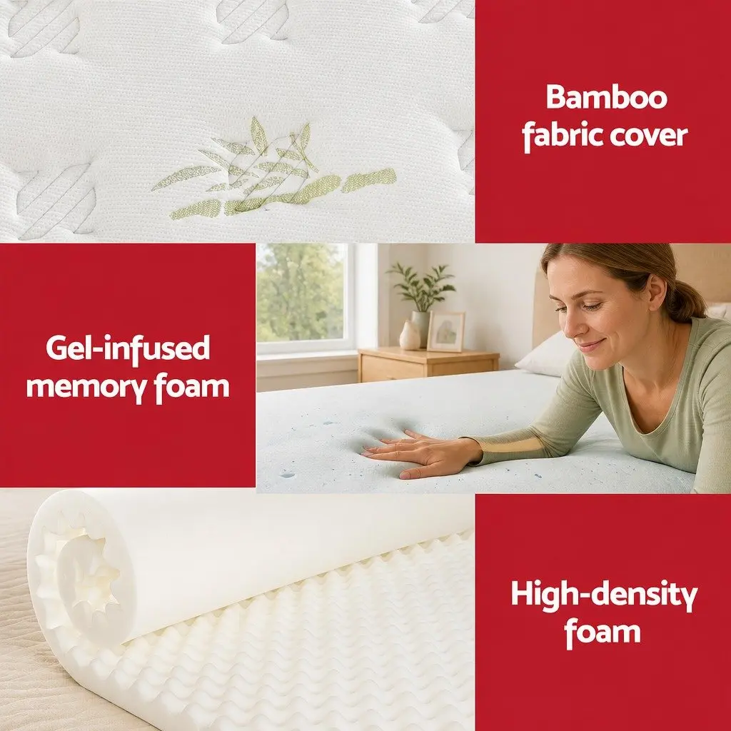 King Single Mattress 30cm Grey Pocket Spring Cool Gel Foam Hypoallergenic