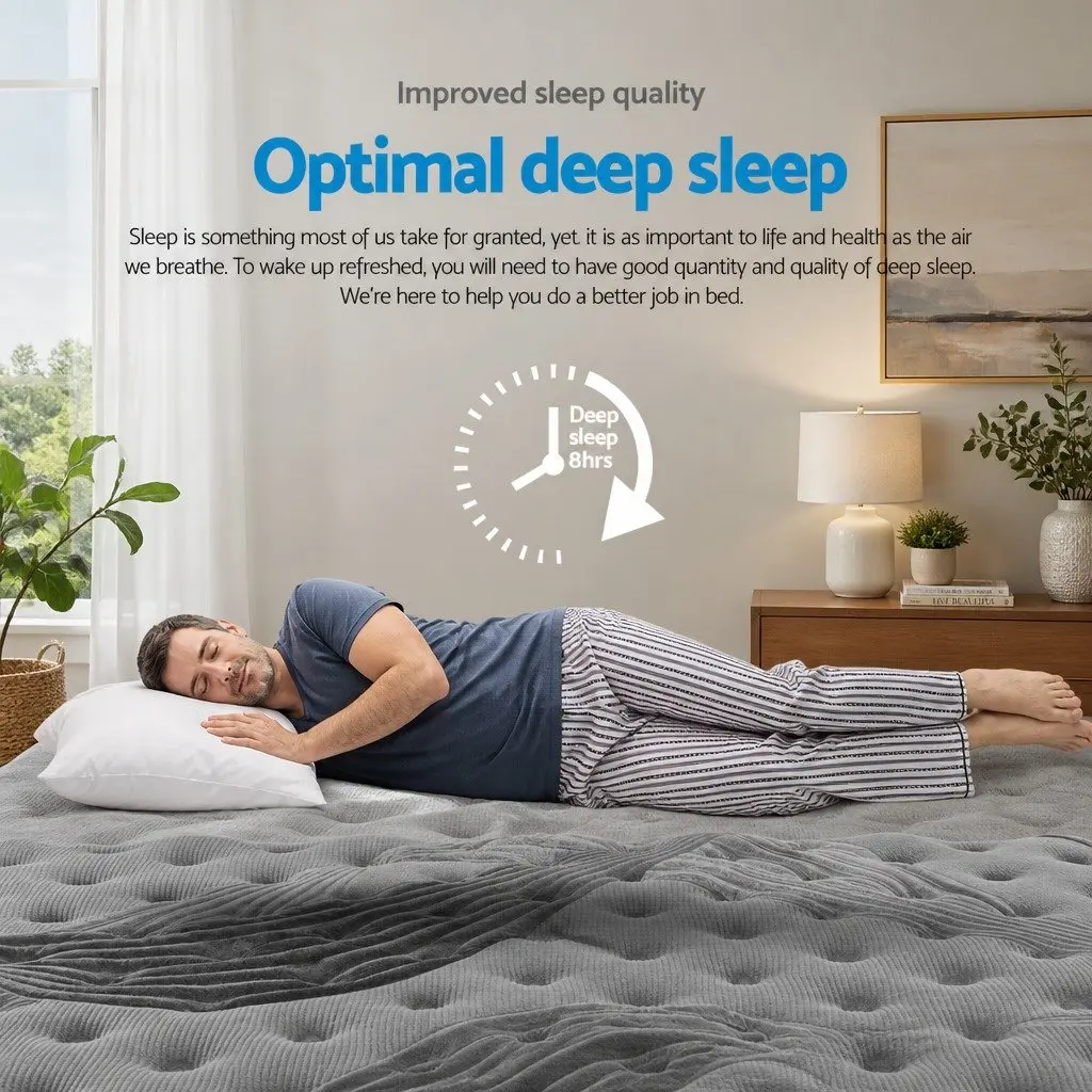 Double Mattress 34cm Medium Firm Bamboo Charcoal Cover Euro Top Pocket Spring