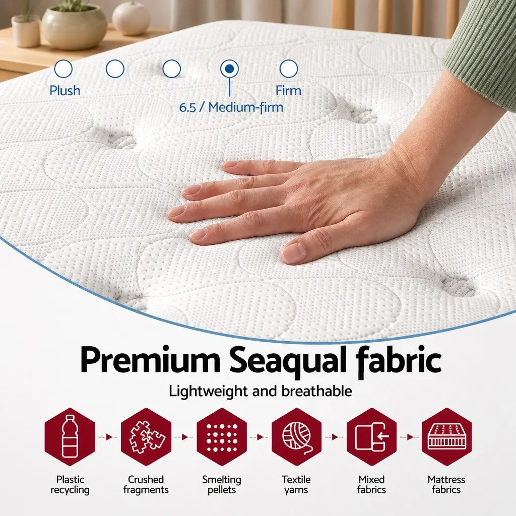Double Mattress Grey 30cm Gel Memory Foam Pocket Spring Euro Top Medium Firm