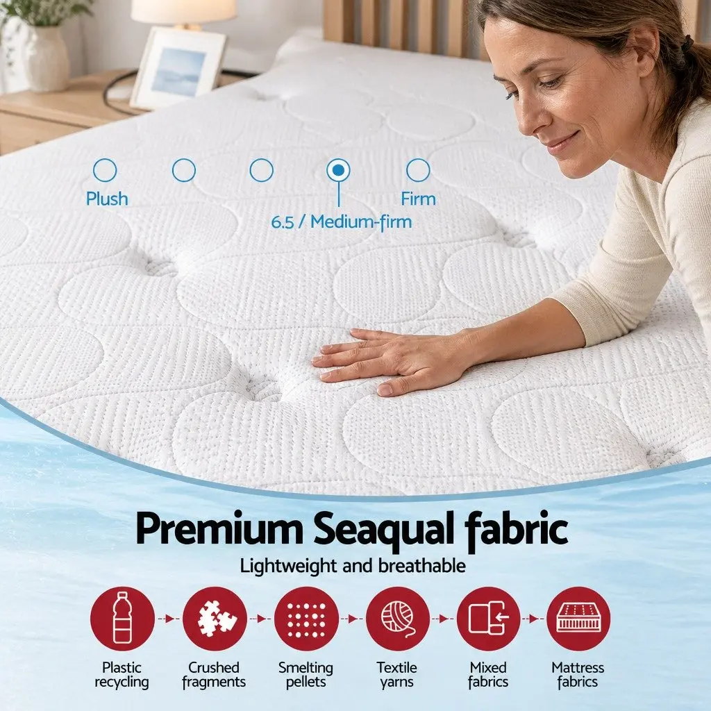 King Single Mattress 30cm Pocket Spring Grey Cooling Gel Memory Foam Euro Top