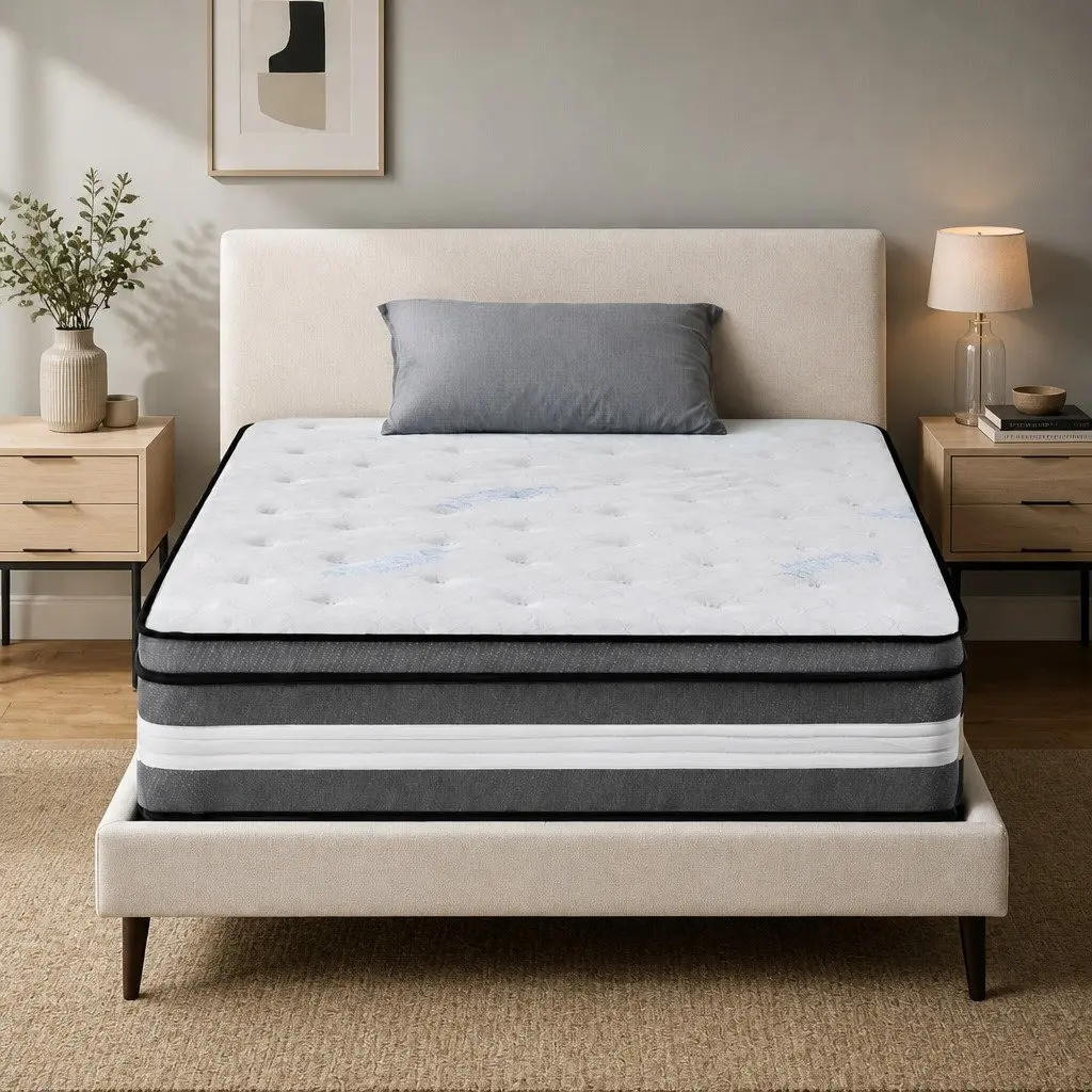 King Single Mattress 30cm Gel Memory Foam Pocket Spring Euro Top Grey