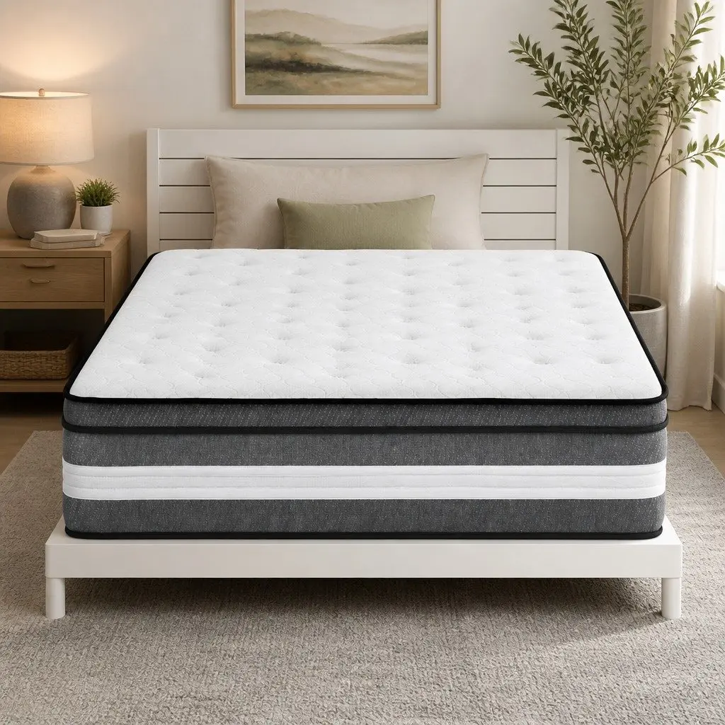 King Single Mattress 30cm Gel Memory Foam Pocket Spring Euro Top Grey