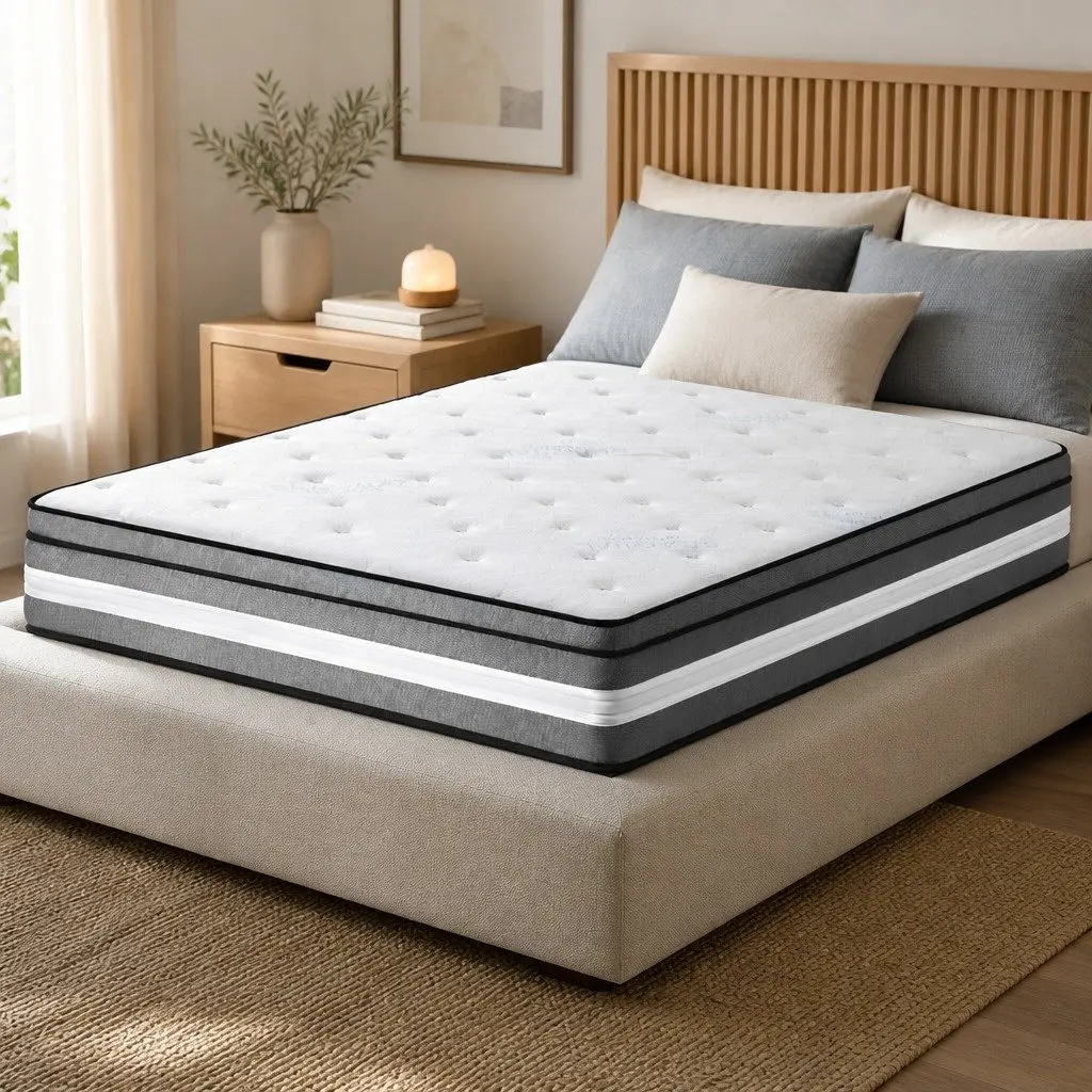 30cm Medium Firm Grey Queen Mattress with Pocket Springs
