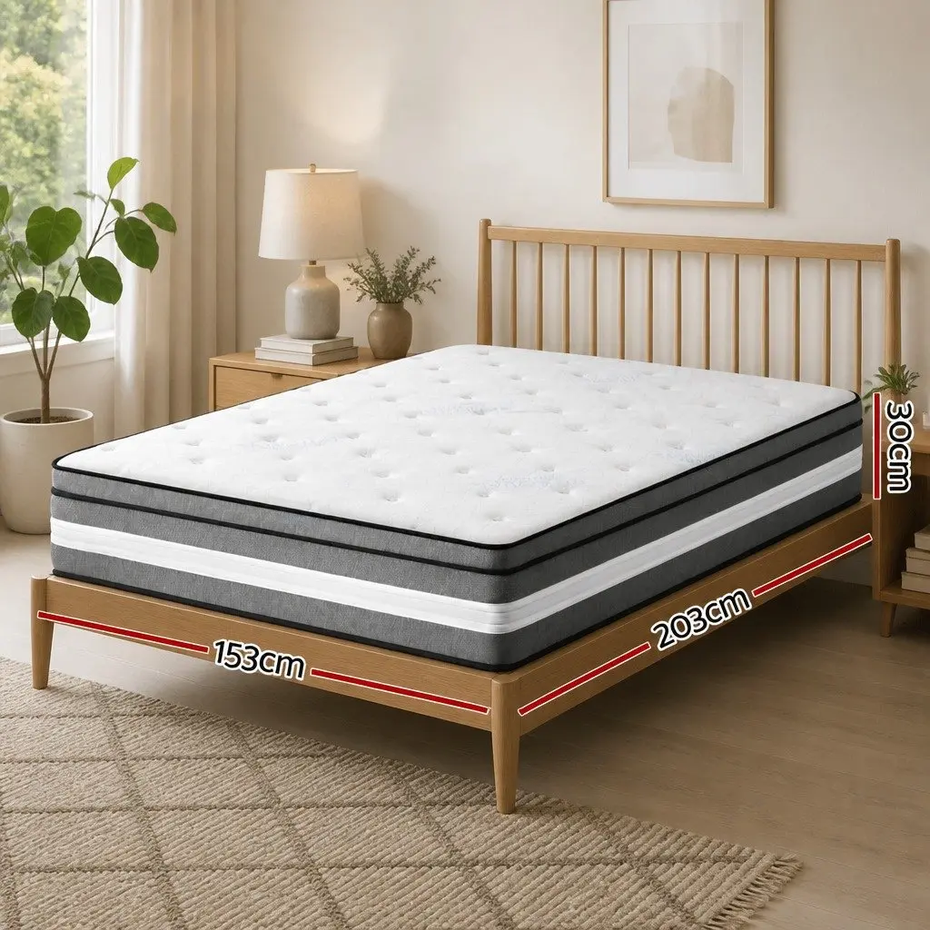 30cm Medium Firm Grey Queen Mattress with Pocket Springs