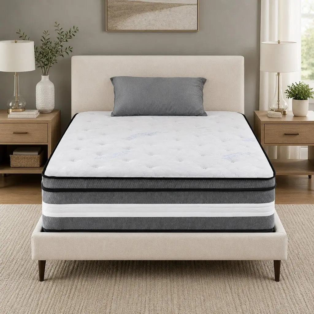 Single Mattress 30cm Medium Firm Support Euro Top Cooling Gel Memory Foam Pocket Spring