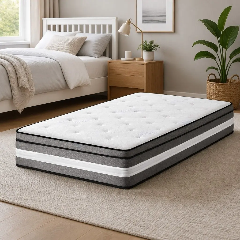 Single Mattress 30cm Medium Firm Support Euro Top Cooling Gel Memory Foam Pocket Spring