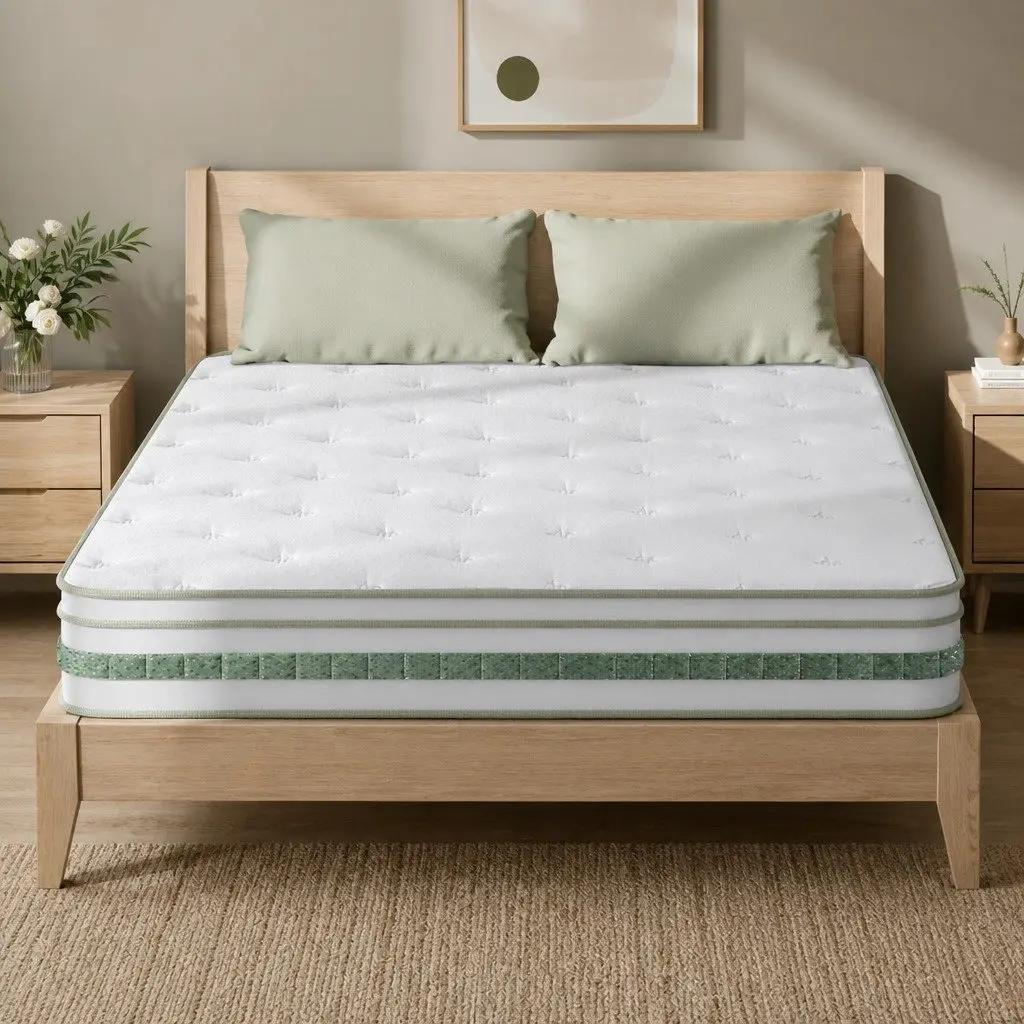 Pocket Spring King Size Mattress 20cm Euro Top Green Tea Foam Medium Firm