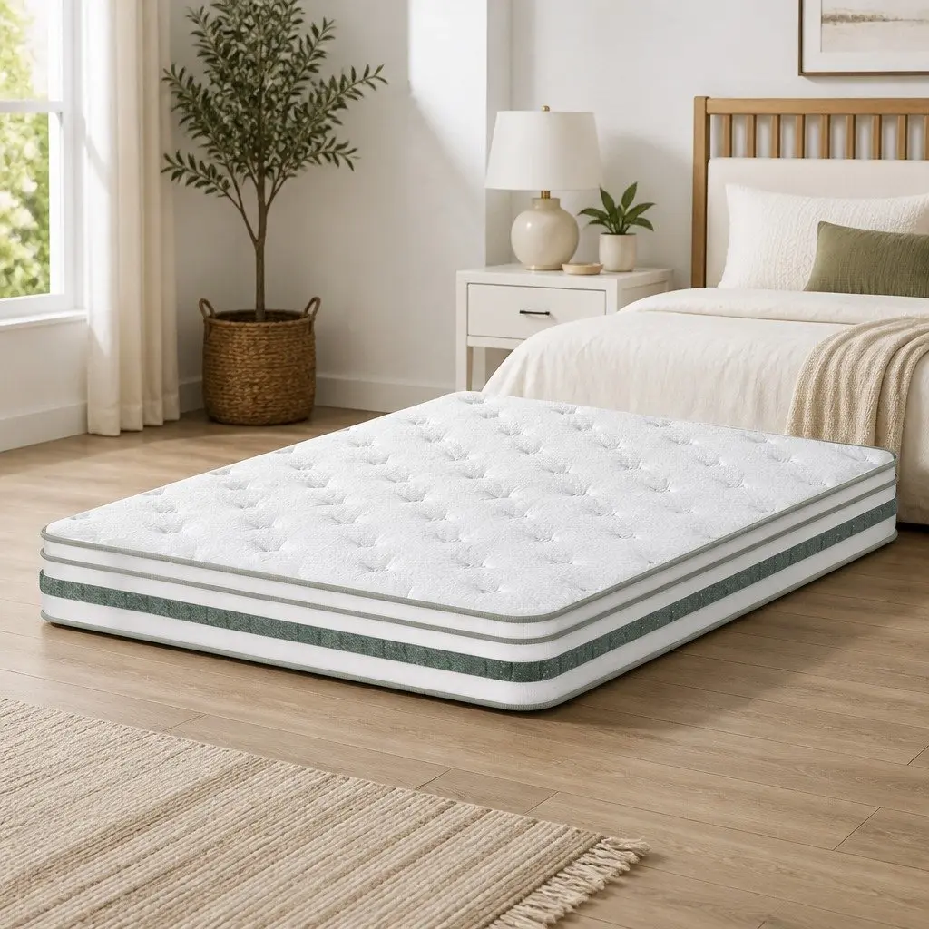 Pocket Spring King Size Mattress 20cm Euro Top Green Tea Foam Medium Firm
