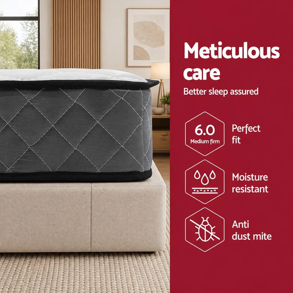 Double Mattress 16cm Bonnell Spring Firm Support Quilted Top Bed Sleep