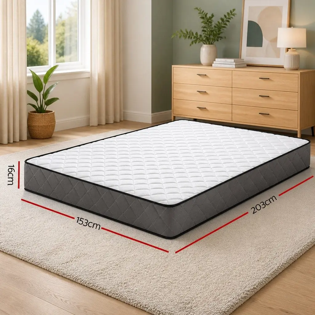 Queen Mattress Bonnell Spring Tight Top Medium-Firm 16cm White