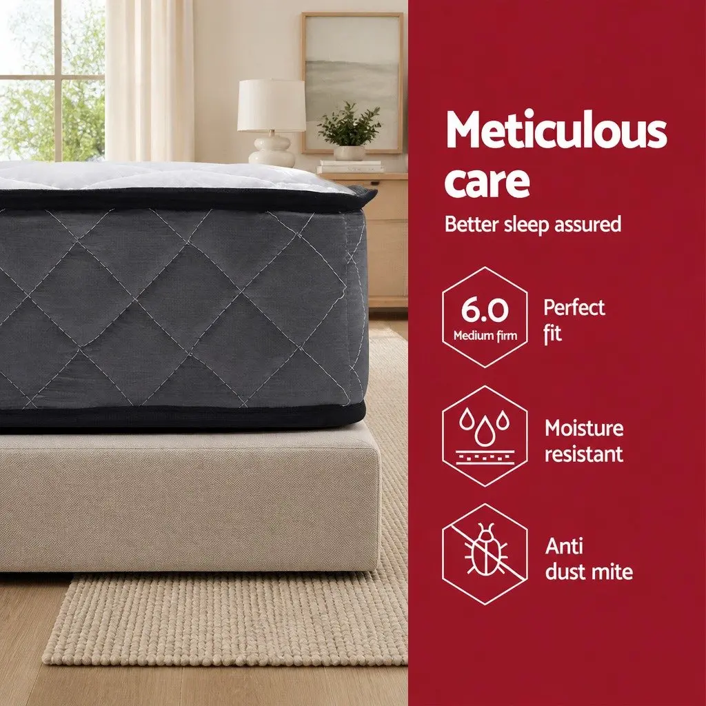 Queen Mattress Bonnell Spring Tight Top Medium-Firm 16cm White
