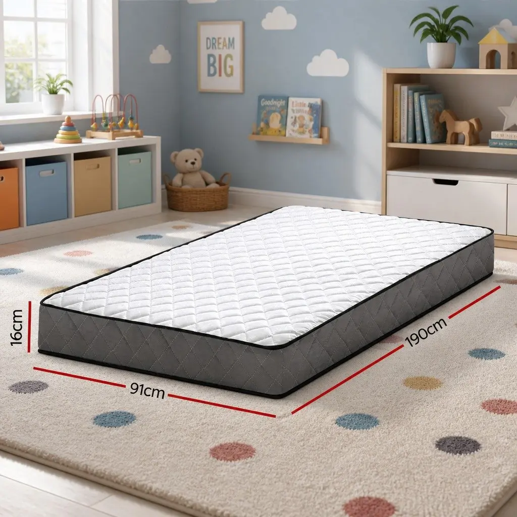 Single Mattress 16cm Bonnell Spring Tight Top Medium Firm Support Breathable