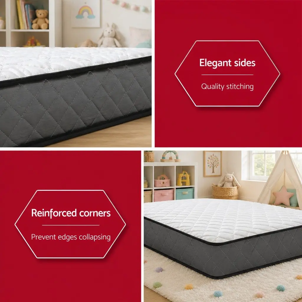 Single Mattress 16cm Bonnell Spring Tight Top Medium Firm Support Breathable