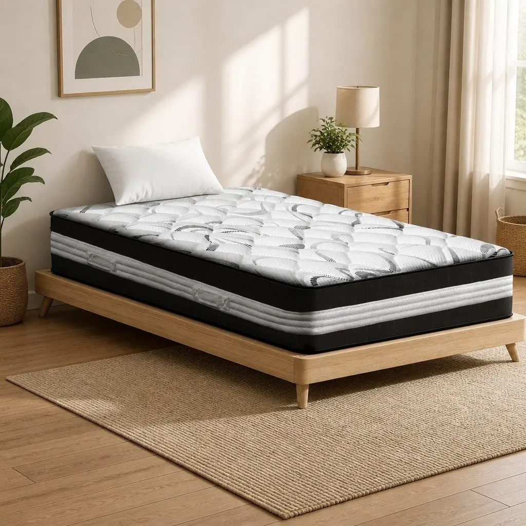 King Single Mattress Medium Firm 30cm Pocket Spring Support Hypoallergenic Breathable