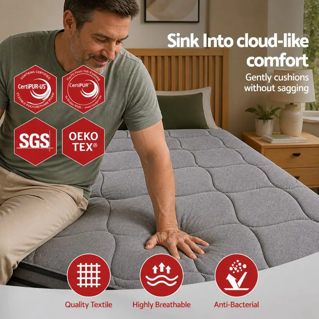 King Single Mattress 34cm Hybrid Pocket Spring Bed Euro Top Medium Firm Support
