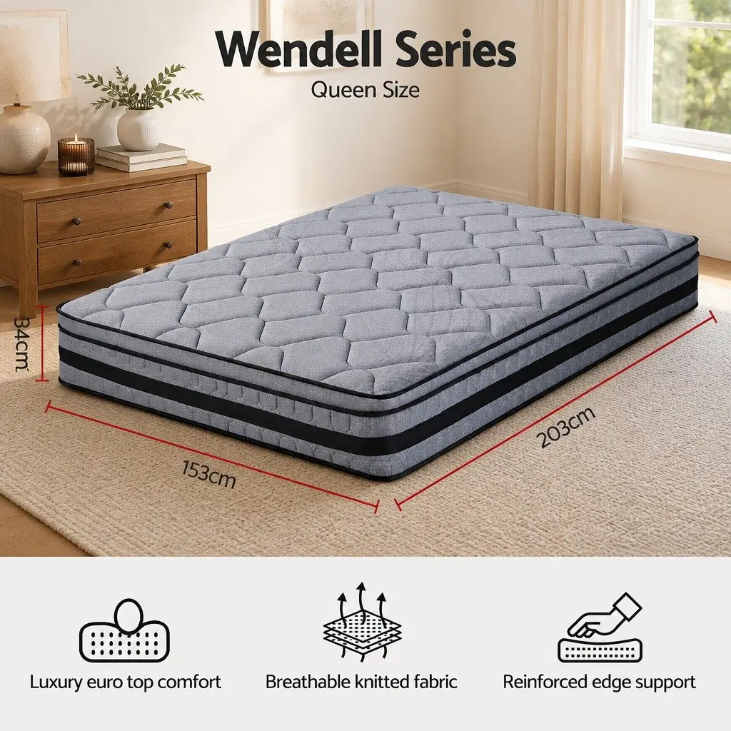 Queen 34cm Hybrid Pocket Spring Mattress