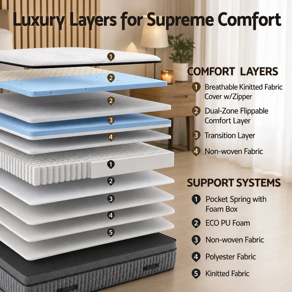 King Size Mattress 37cm with Adjustable Firmness