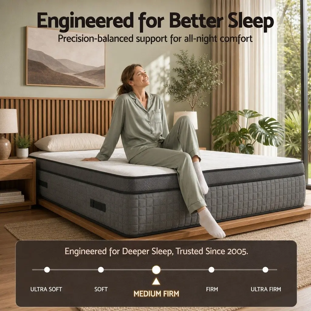 Queen Mattress Dual Zone Flippable Memory Foam 37cm