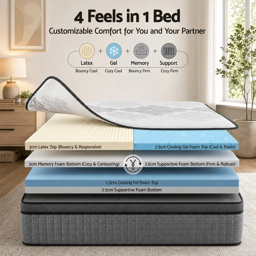 Queen Mattress Dual Zone Flippable Memory Foam 37cm