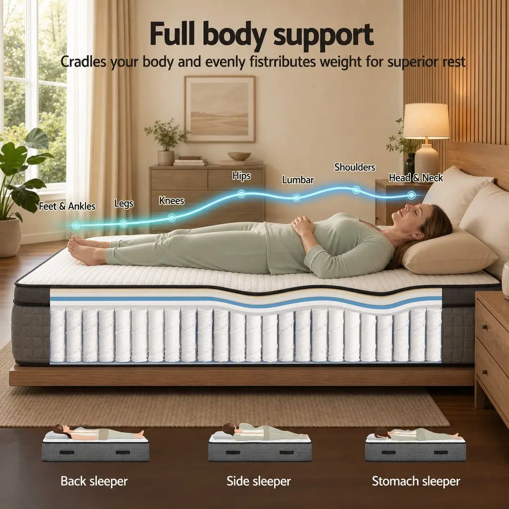 Queen Mattress Dual Zone Flippable Memory Foam 37cm