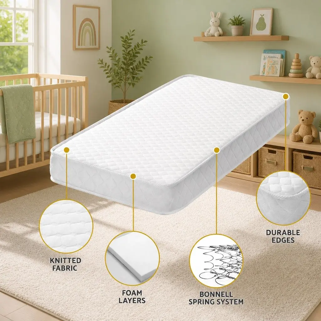 Baby Cot Mattress Spring Foam Medium Firm Double Sided Breathable