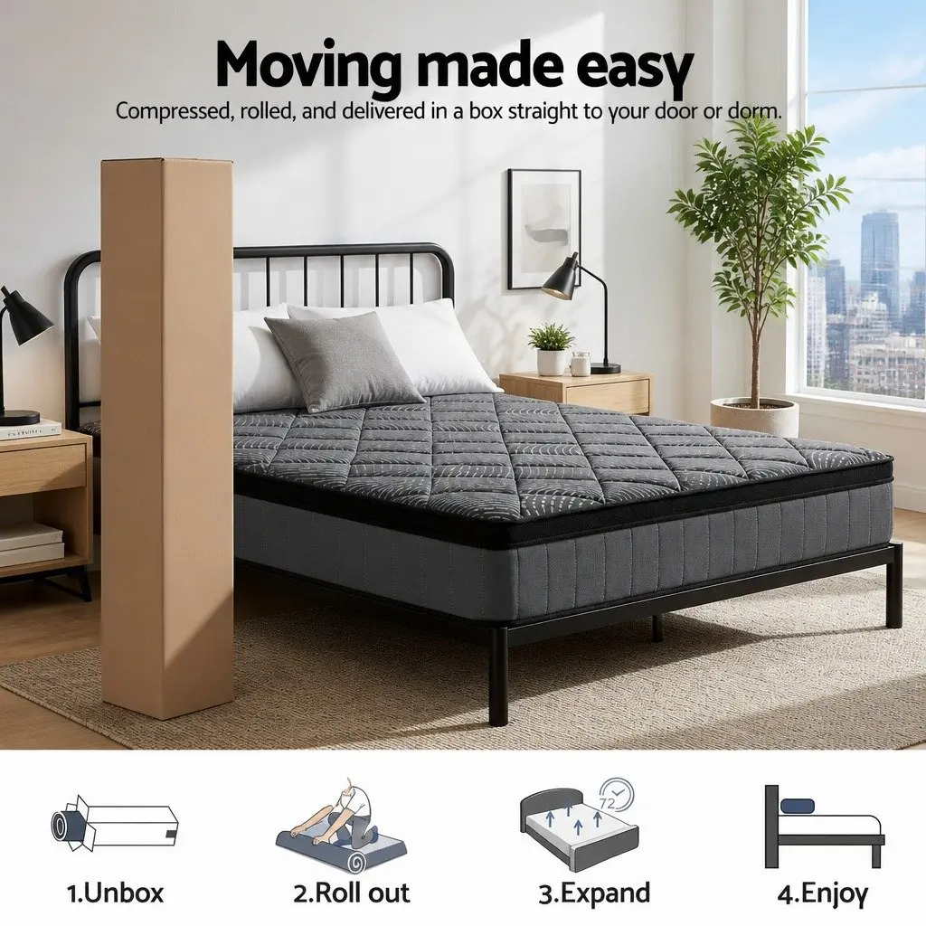 King Size Mattress for Bedroom 25cm Pocket Spring Latex Euro Top Medium Firm Support