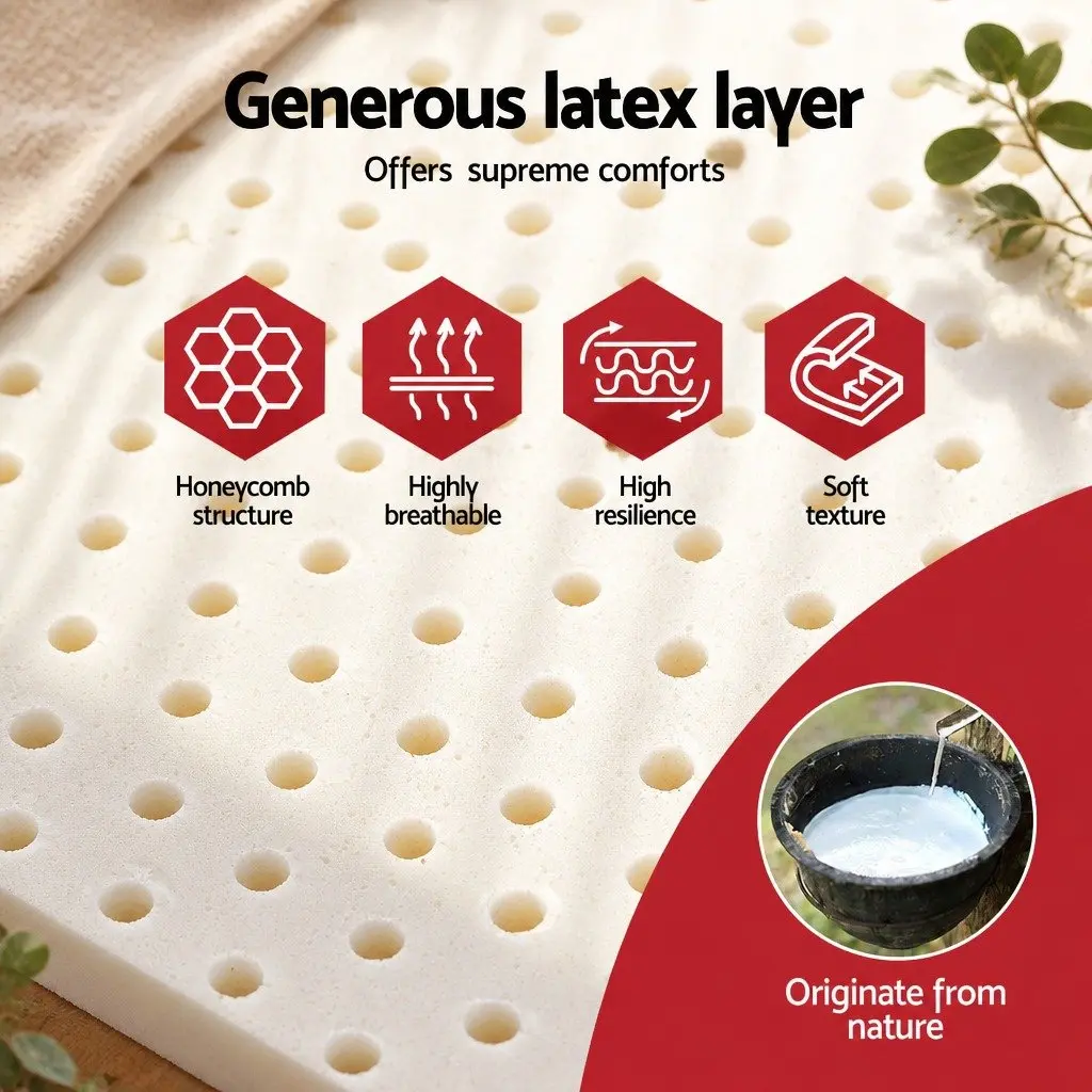 Queen Mattress for Bedroom 25cm Pocket Spring Latex Euro Top Medium Firm Support
