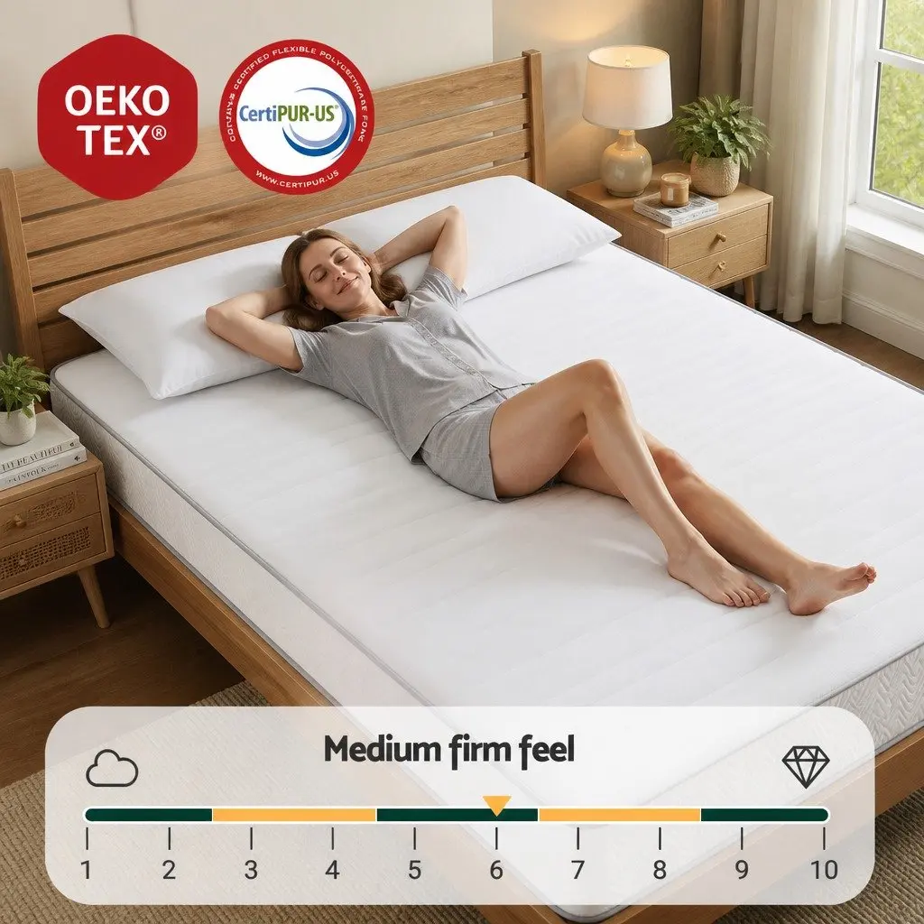 King Size Mattress 20cm Tight Top Medium Firm Pocket Spring Egg Crate Foam