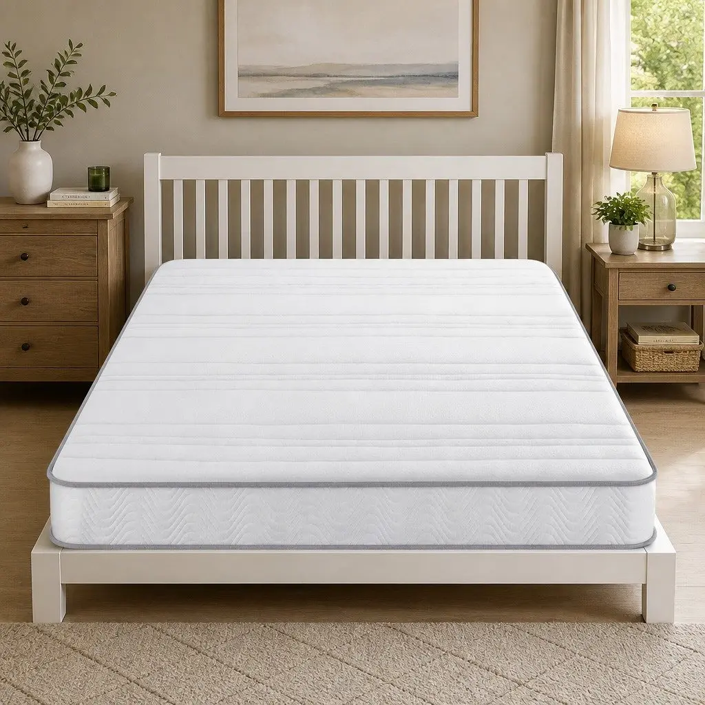 Queen Mattress 20cm Medium-Firm Egg-Crate Foam Pocket Spring Reinforced Edge