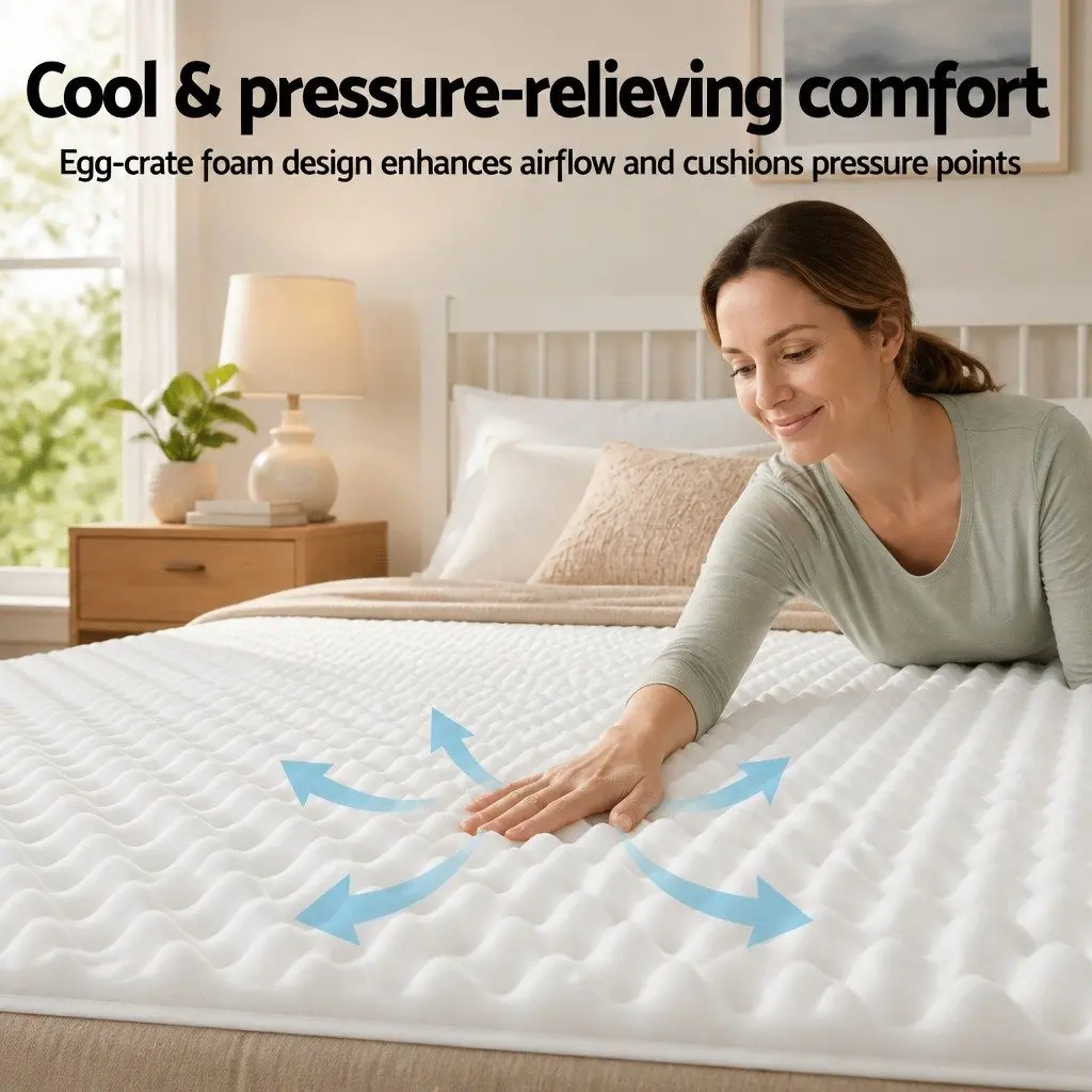 Queen Mattress 20cm Medium-Firm Egg-Crate Foam Pocket Spring Reinforced Edge