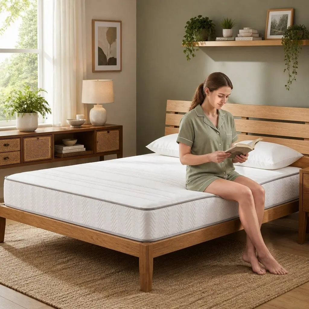 Queen Mattress 20cm Medium-Firm Egg-Crate Foam Pocket Spring Reinforced Edge