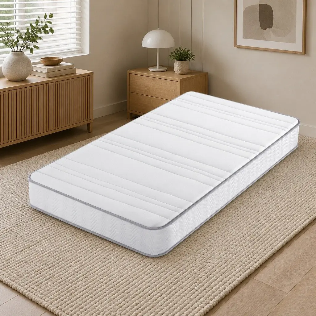 Single Mattress Medium Firm 20cm Egg-Crate Foam Pocket Spring White 90cm x 190cm
