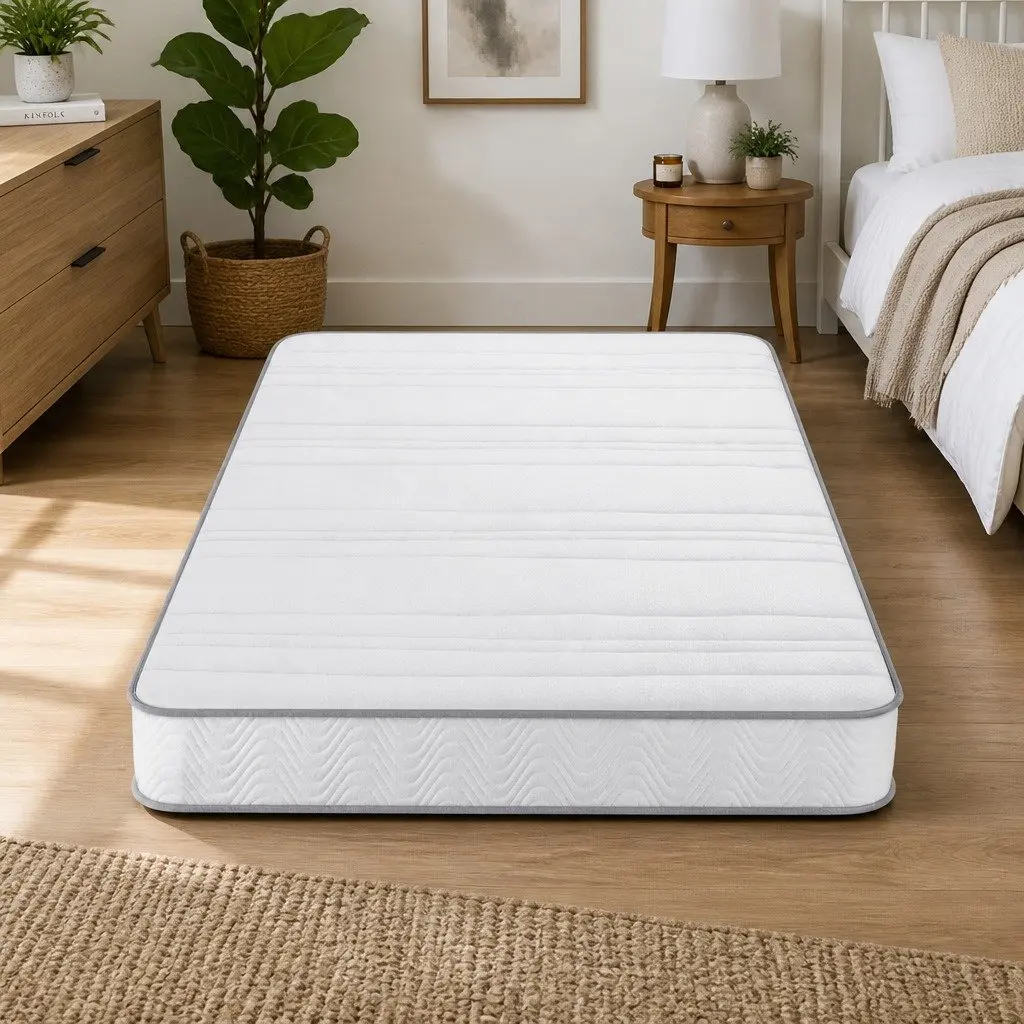 Single Mattress Medium Firm 20cm Egg-Crate Foam Pocket Spring White 90cm x 190cm
