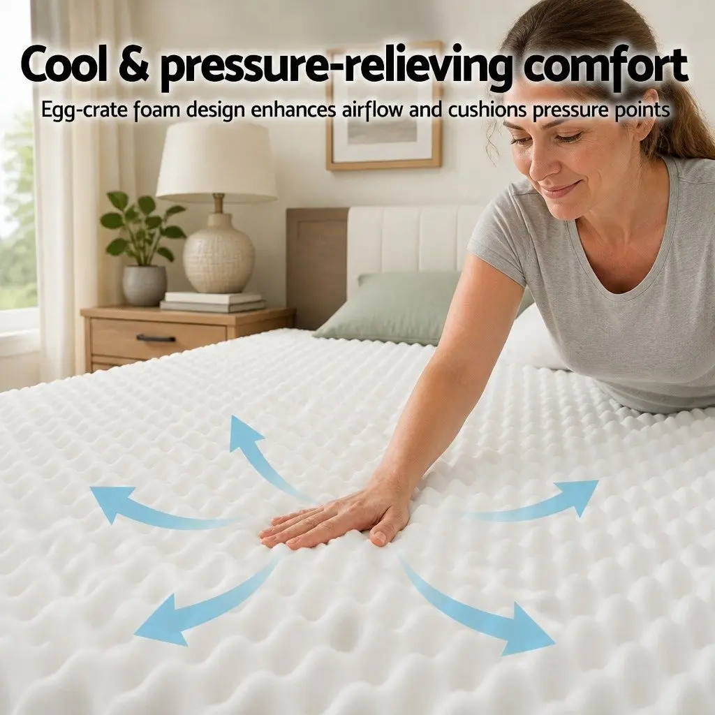 Single Mattress Medium Firm 20cm Egg-Crate Foam Pocket Spring White 90cm x 190cm