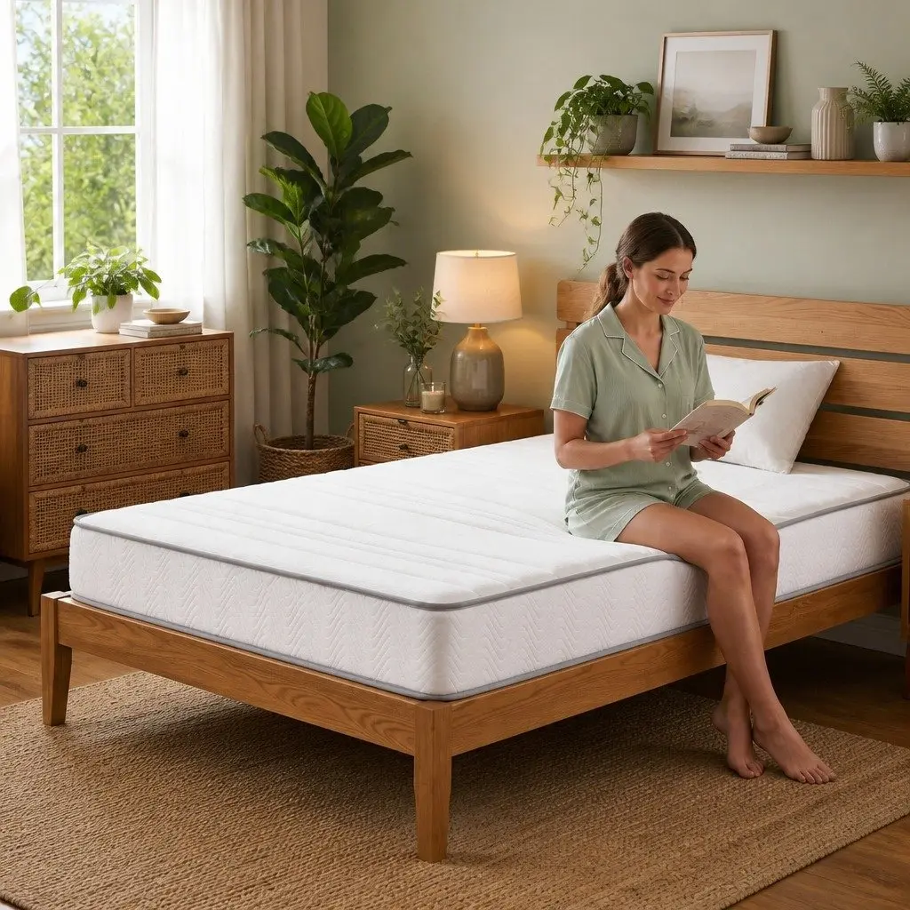 Single Mattress Medium Firm 20cm Egg-Crate Foam Pocket Spring White 90cm x 190cm