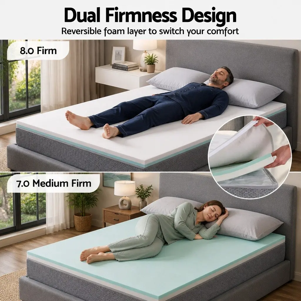 Double Mattress 23cm Pocket Spring Reversible Foam Adjustable Firmness Medium