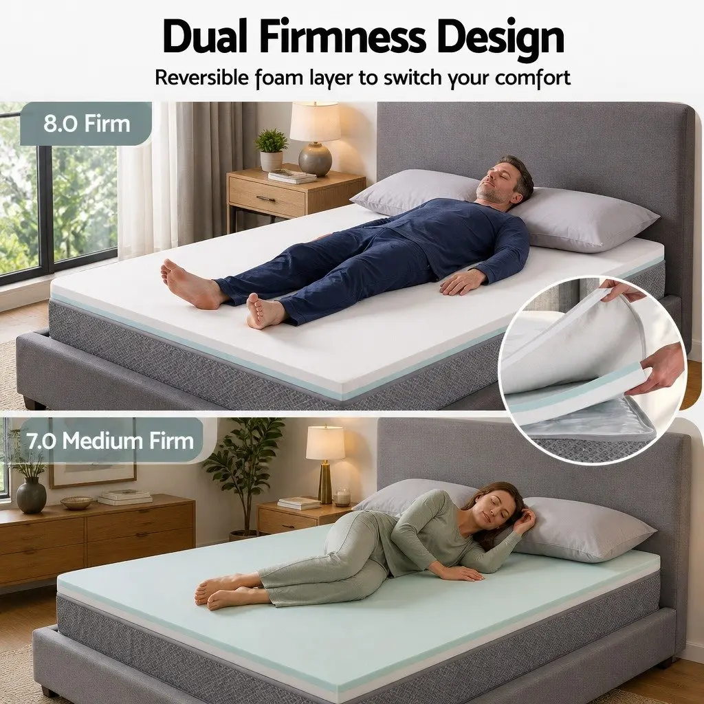 King Size Mattress for Bedroom 183cm x 203cm 23cm Pocket Spring Reversible Foam Dual Firmness Medium Firm