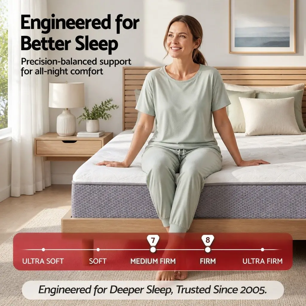 Single Mattress for Bedroom 23cm Pocket Spring Reversible Foam Medium Firm Firm Support