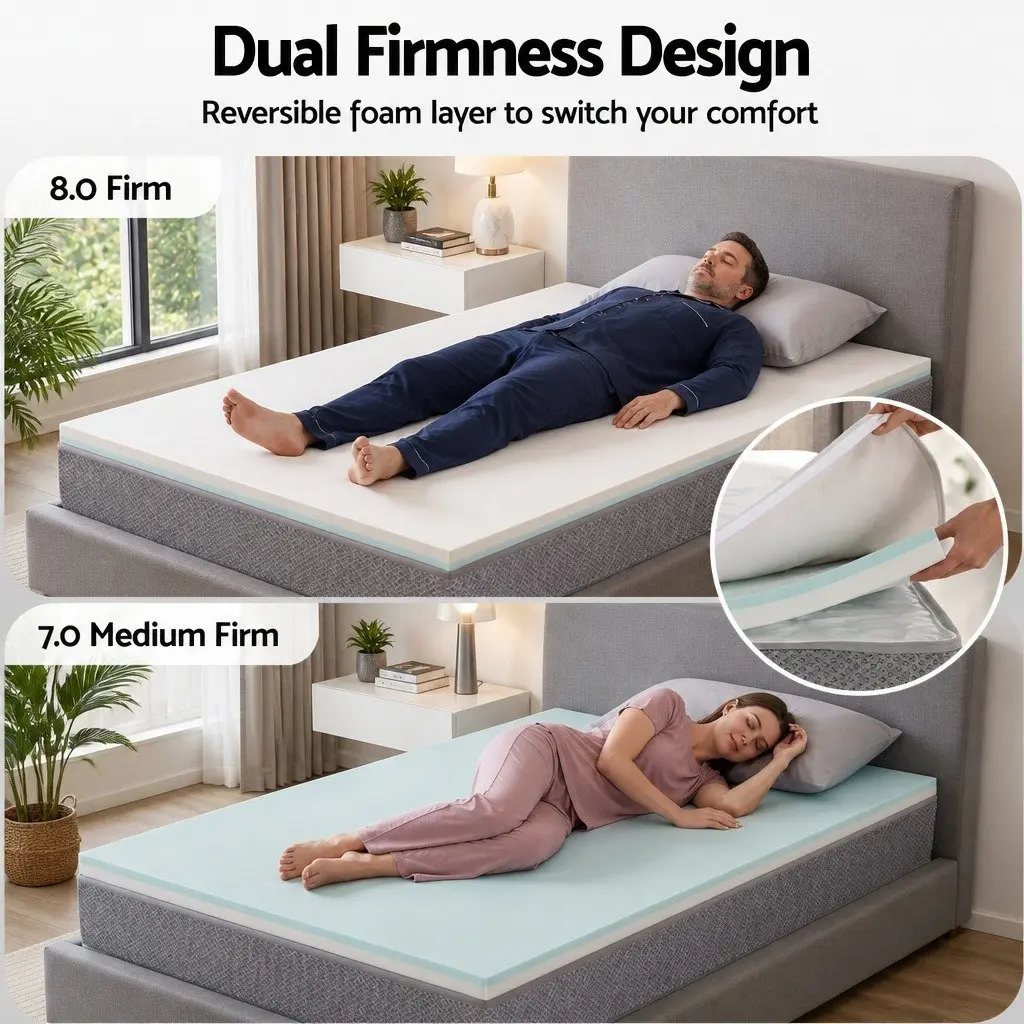 Single Mattress for Bedroom 23cm Pocket Spring Reversible Foam Medium Firm Firm Support